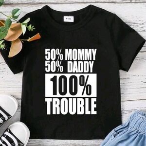 Black Kids T-Shirt - 100% Trouble